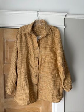 notPERFECTLINEN Mustard Check Button-Up Shirt Jacket